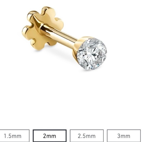 Jewelry - MARIA TASH Gold Diamond Stud Earring 2mm diamond with 6.5mm flower ball post